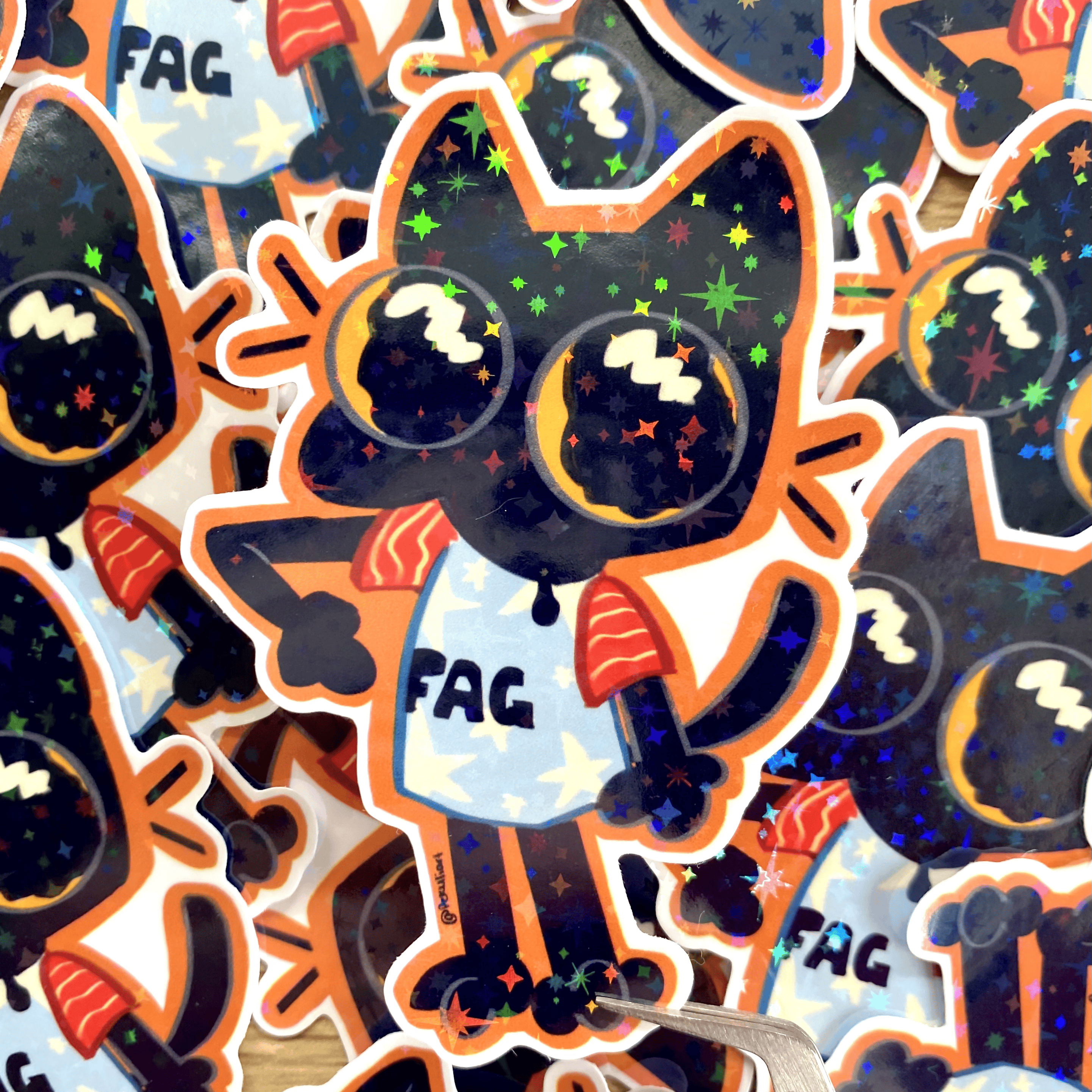 Fag Cat sticker (Star Holo Finish)